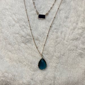 2 Strand Blue Gem Necklace